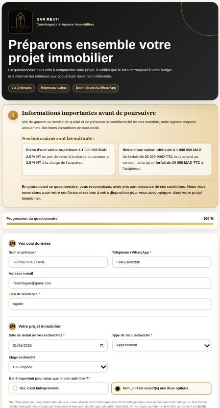 Aperçu du quiz intelligent Dar Rbati